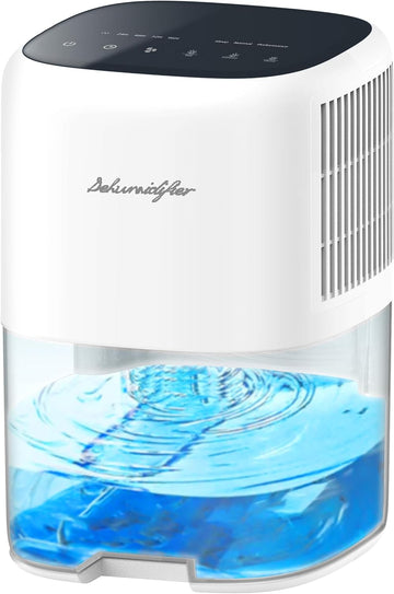 Small Dehumidifier for Home 44OZ Quiet with Auto Off & Defrost 5 Timers 3 modes 10 Color Lights 3 Brightness 260 Sq.ft
