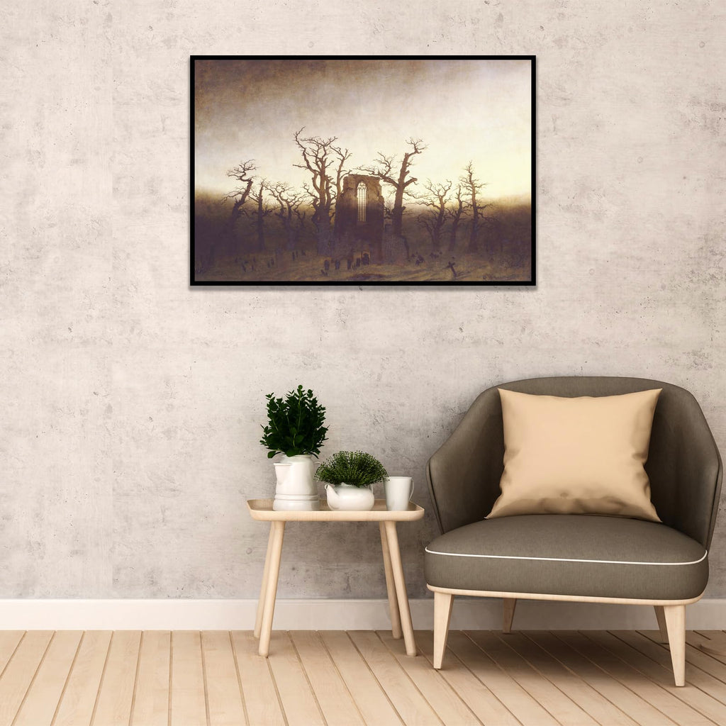 Caspar David Friedrich Canvas Wall Art Eichwald Abbey Poster - Vintage Classic Poster Print Room Aesthetic Wall Decor