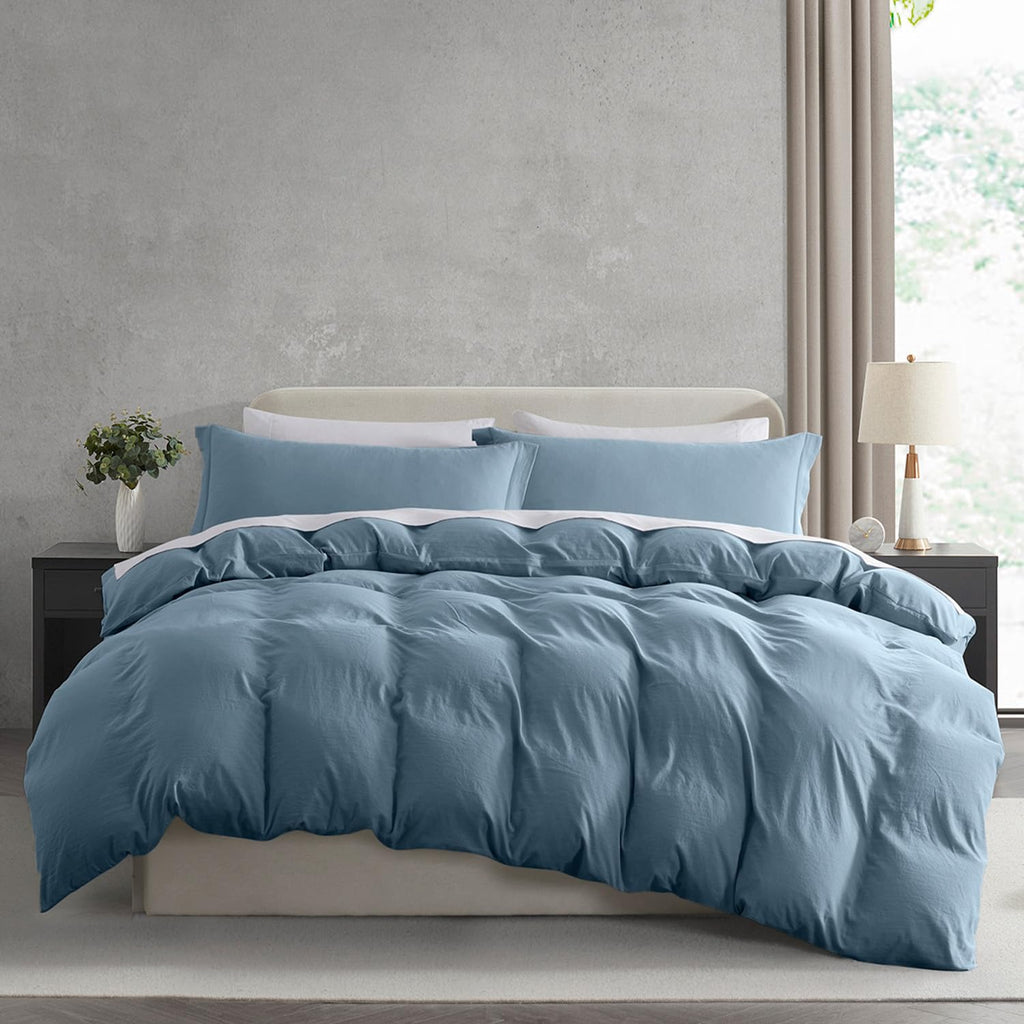 Prewashed Duvet Cover Set, Stone Blue