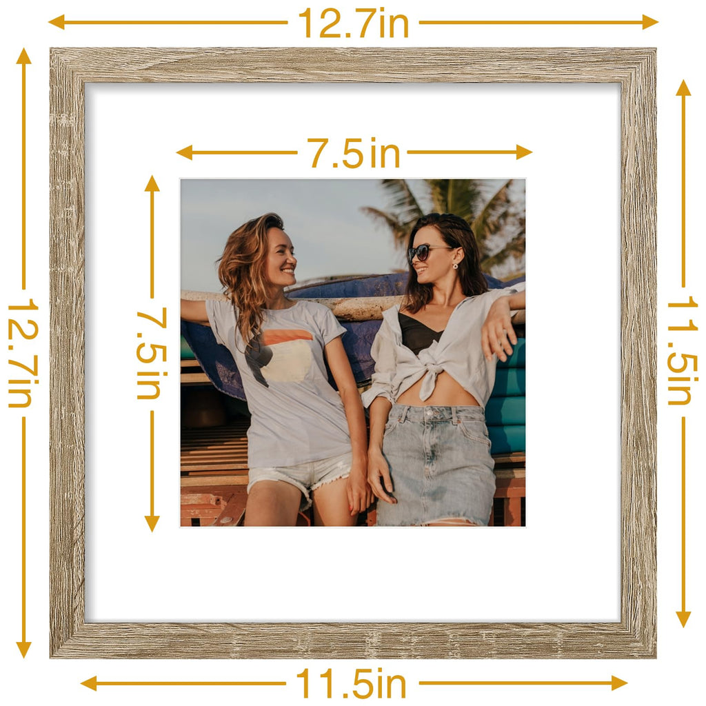 12x12 Picture Frame, Matted for 8x8 Photos, Light Wood