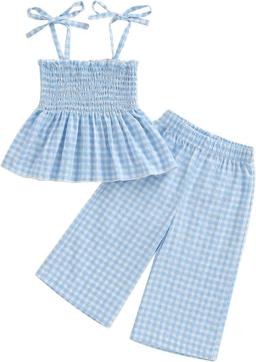 Infant Baby Toddler Girls Clothes Solid Color Sleeveless Camisole Linen Pants Set Baby Summer Outfits
