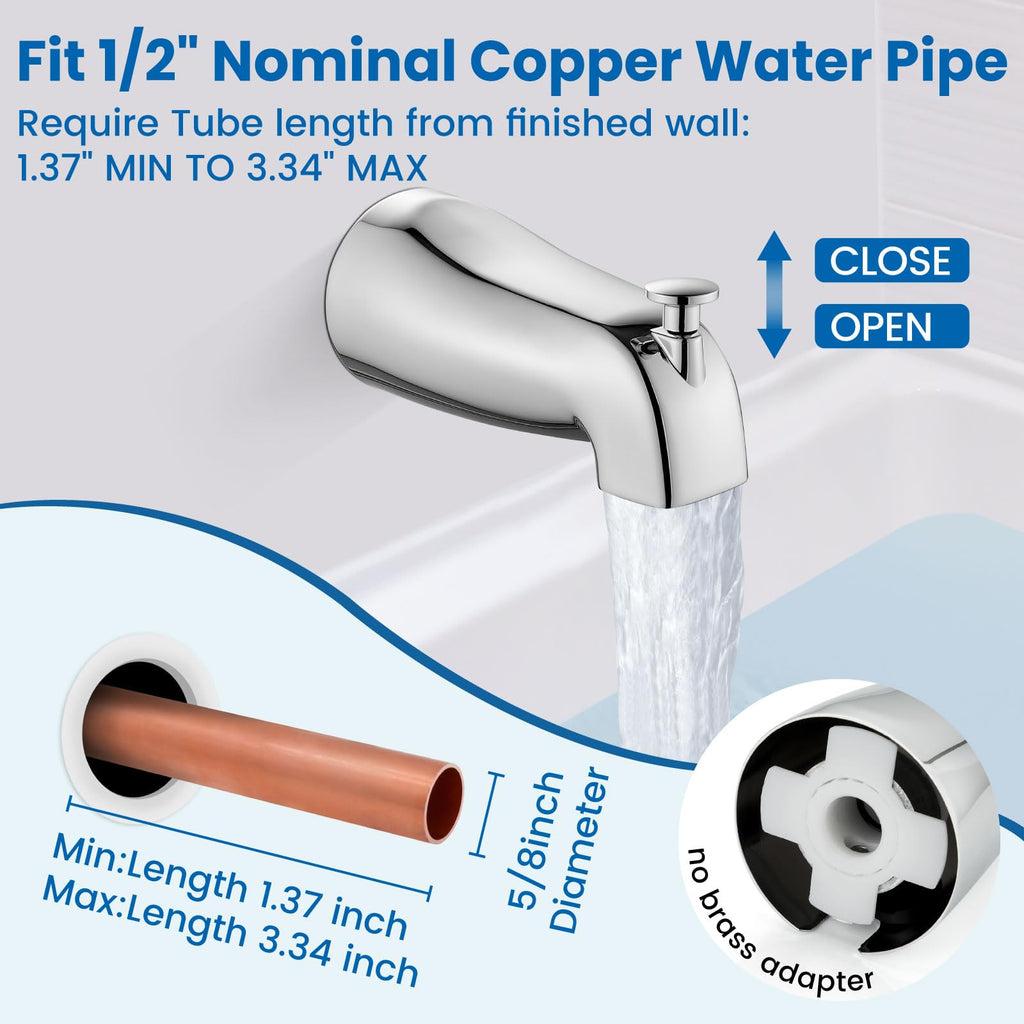 6 Inch Shower Faucet Set,Bathtub Faucet Kit,Chrome Polish