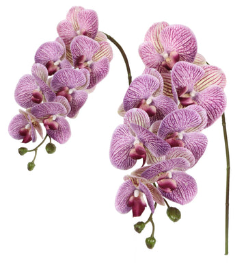 Purple Fake Orchid 34.3" Real Touch Faux Orchids Latex Artificial Phalaenopsis Branches Party Wedding Bridal Shower