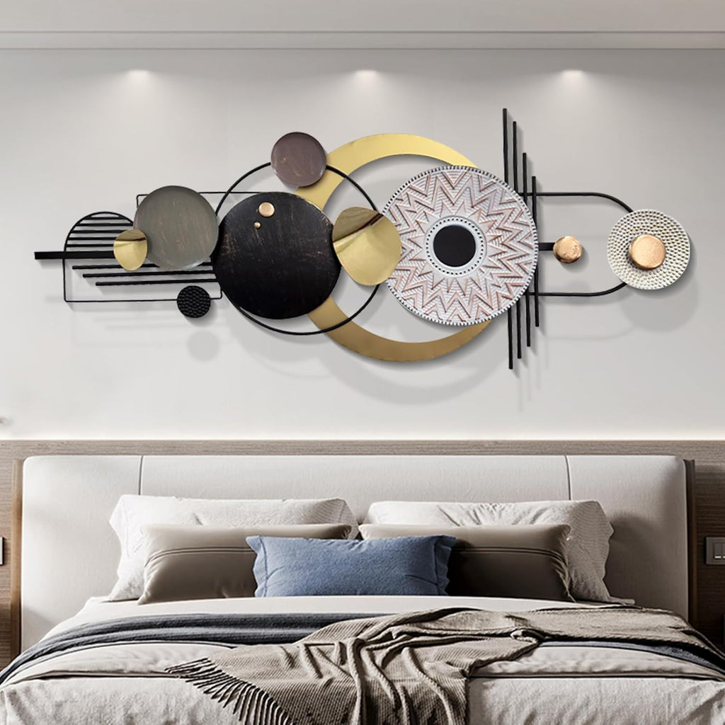 Large Modern Metal Wall Art,Geometric Decor 59x24