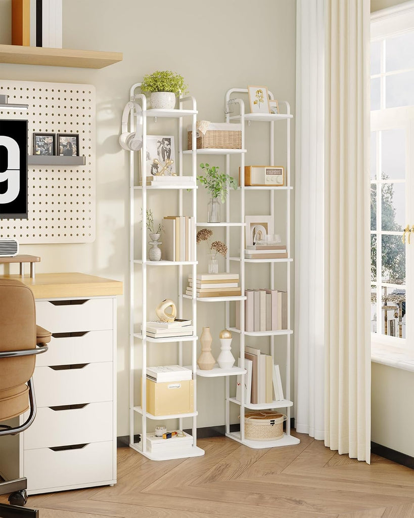 10 Tiers Vertical Shoe Rack, Tall Shoe Shelf with 2 Hooks
