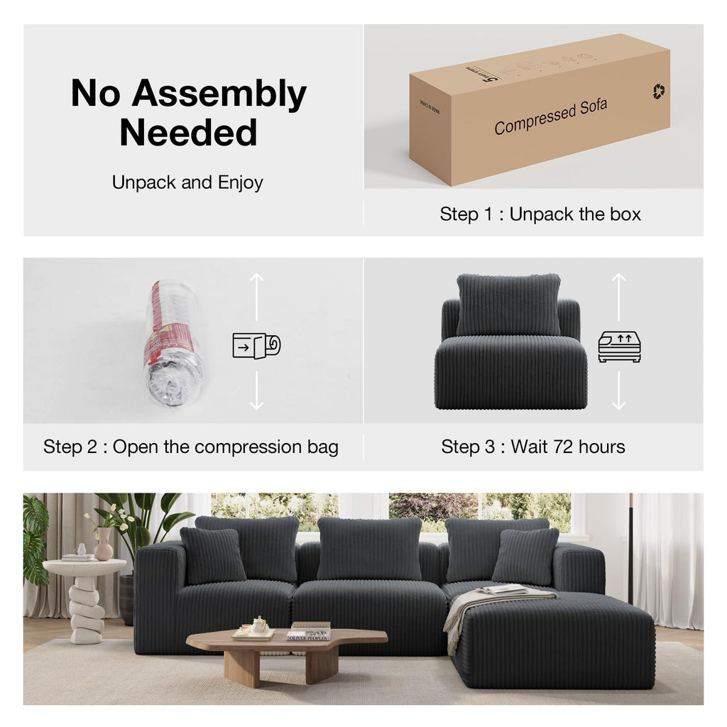 141" Modular Sectional Sofa, U Shape Oversized Sectional Couch, Modern Cloud Design with Smarts Coil Support