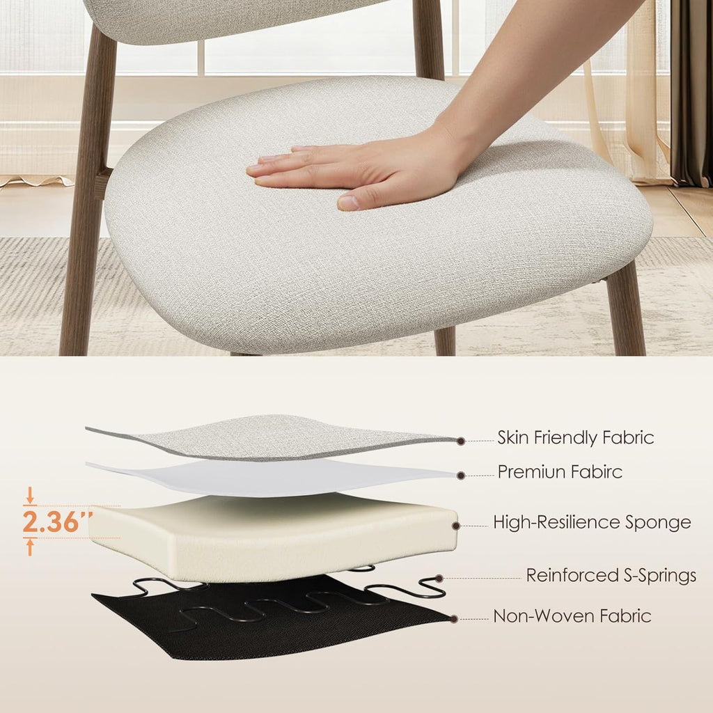 Dining Chairs Set of 4, Curved Back Kitchen Room Chairs with Metal Legs and Anti Slip Pads, Upholstered Dining Chair