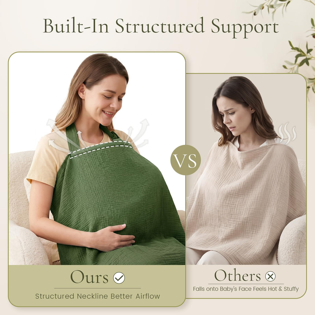 2-Pack Muslin Nursing Cover for Breastfeeding with Arch Neckline