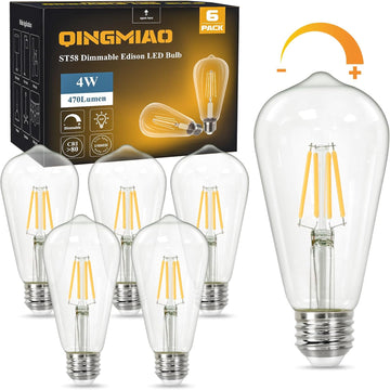 Vintage LED Edison Bulbs, ST58 Dimmable 4W E26 LED Bulb 40W Equivalent, 3000K Soft White Led Light Bulbs, Antique LED
