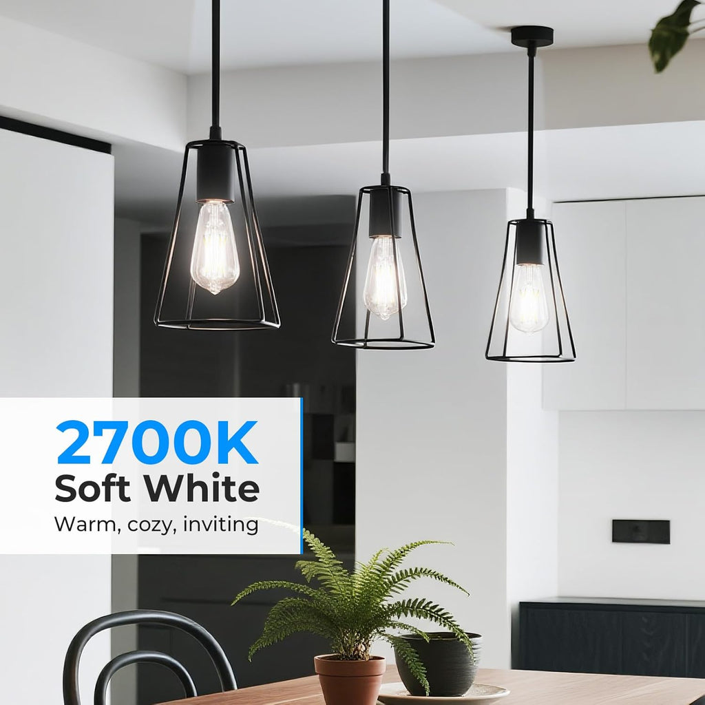 Dimmable Edison Bulbs, 4000K Daylight White, 6W Equivalent to 60 watt E26 LED Bulb, ST58 Vintage Light Bulbs, 600LM