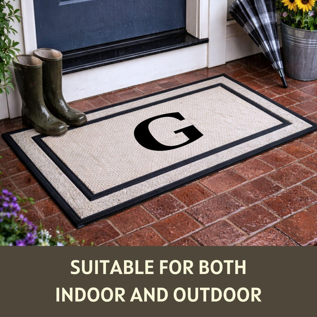 Custom Indoor and Outdoor Door Mat 18x30 Inch - Personalized Letter Monogram Doormat with Non-Slip Rubber Backing and