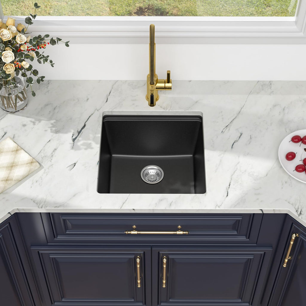18 x18 Undermount Bar Sink Black Small Granite Composite Quartz Sink