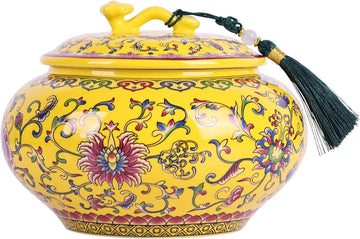 Decorative Ceramic Enamel Ginger Jar Decor - Blue and White Porcelain Storage Jar, Chinoiserie Flower Vase