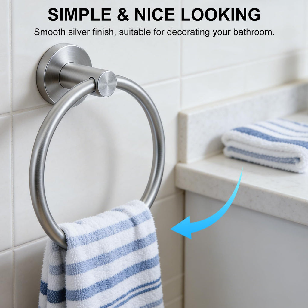 Towel Holder Wall Brushed Nickel Towel Ring, 2 Pack
