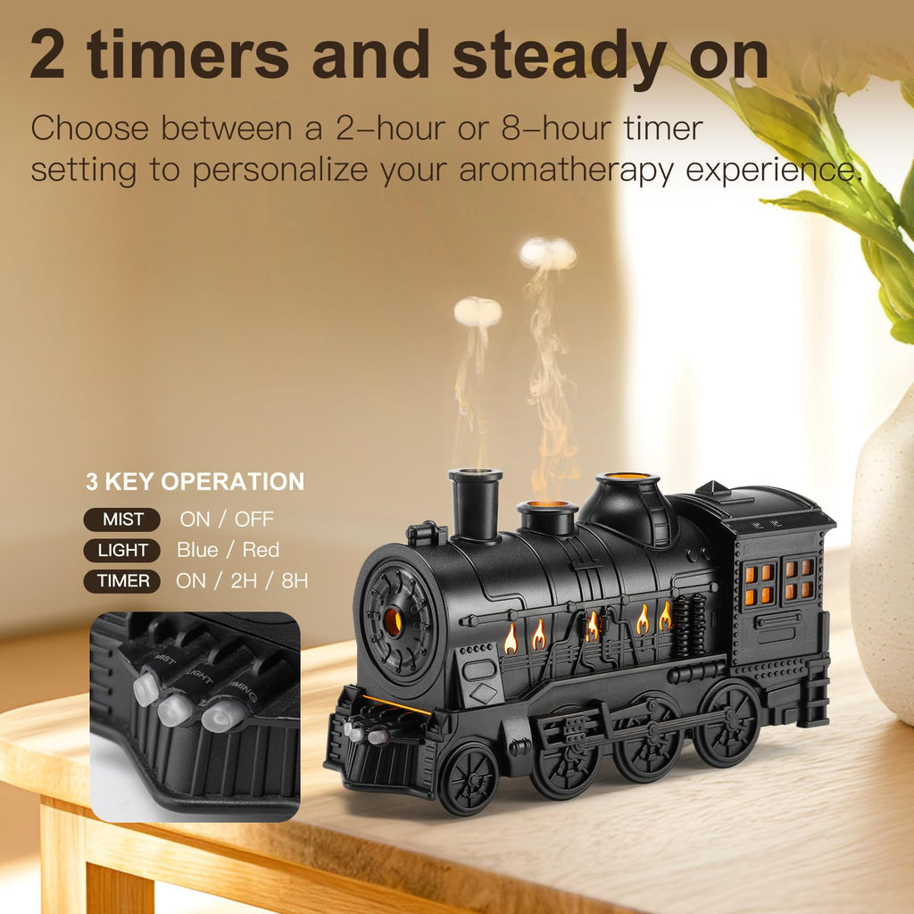 Essential Oil Diffuser Train Diffuser 300ml, Train Humidifier, Aromatherapy Diffuser Cool Mist Aromatherapy with 2