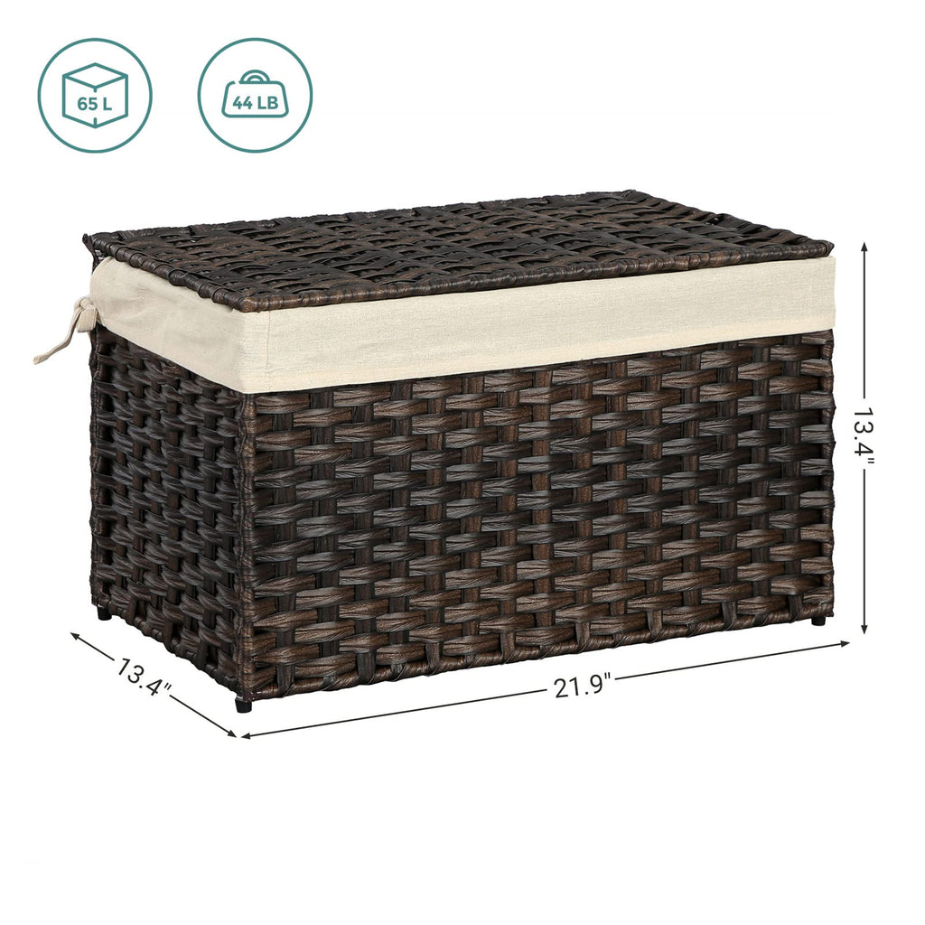 Woven Storage Basket with Lid, 17.2 Gallon (65L), Foldable