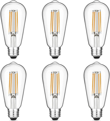 Vintage LED Edison Bulbs 6W, Equivalent 60W Incandescent, Warm White 2700K, ST58 Antique LED Filament Bulbs with 90+