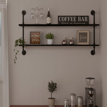 Floating Bookshelf Shelves Industrial Pipe Shelving Pipe Shelf Rustic Black Wall Shelves 36 Inch Farmhouse for Wall