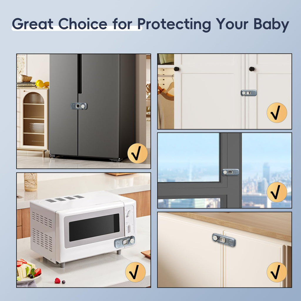 5-Pack Fridge Locks, Child Proof Refrigerator/Freezer Door Lock, Child Safety Cabinet Lock with Adhesive Pads
