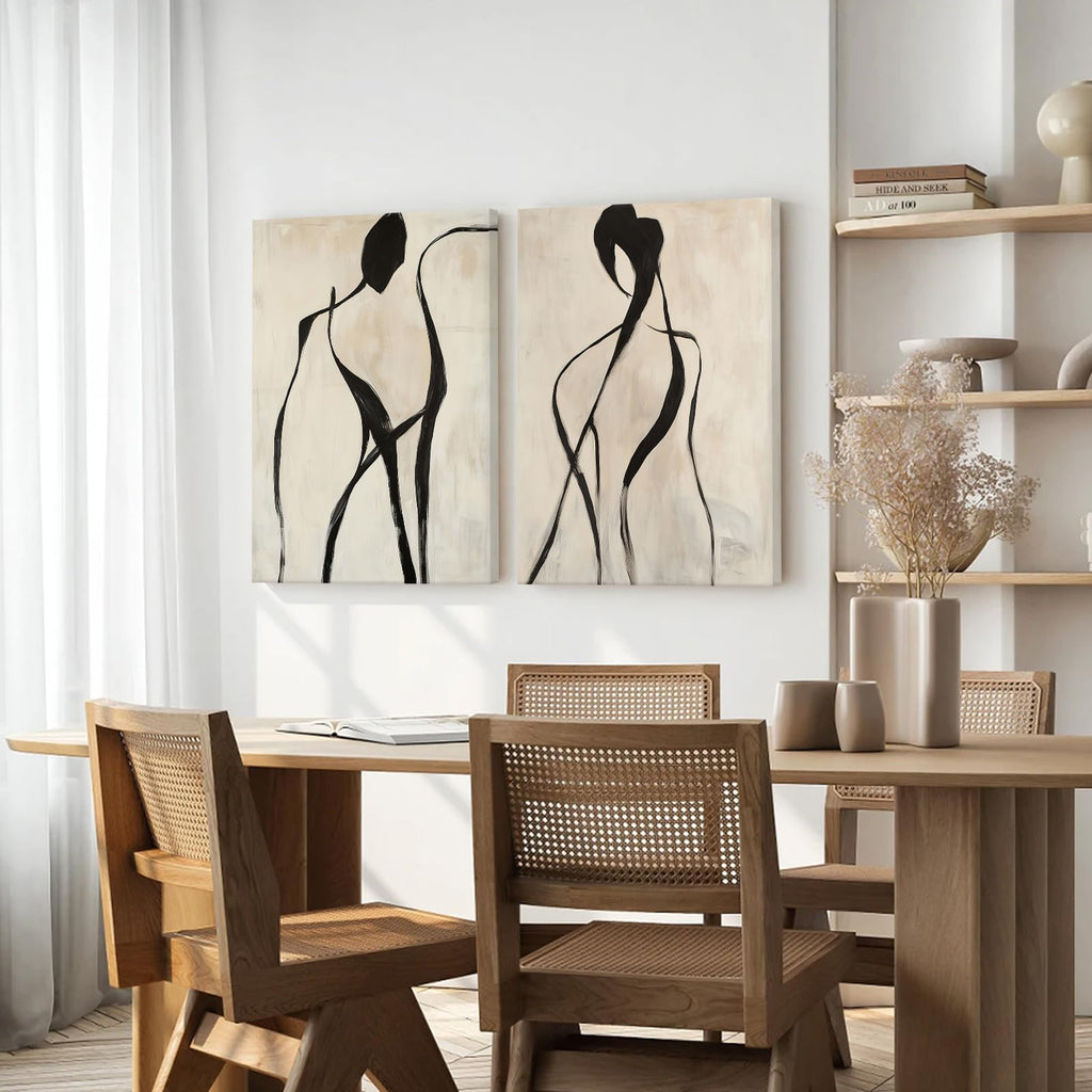 Minimalist Woman Line Wall Art Black and White Poster Abstract Modern Canvas Wall Art Decor Female Figure Painting