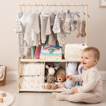 3-in-1 Wooden Baby Shower Crate Closet, Large Baby Basket Gifts