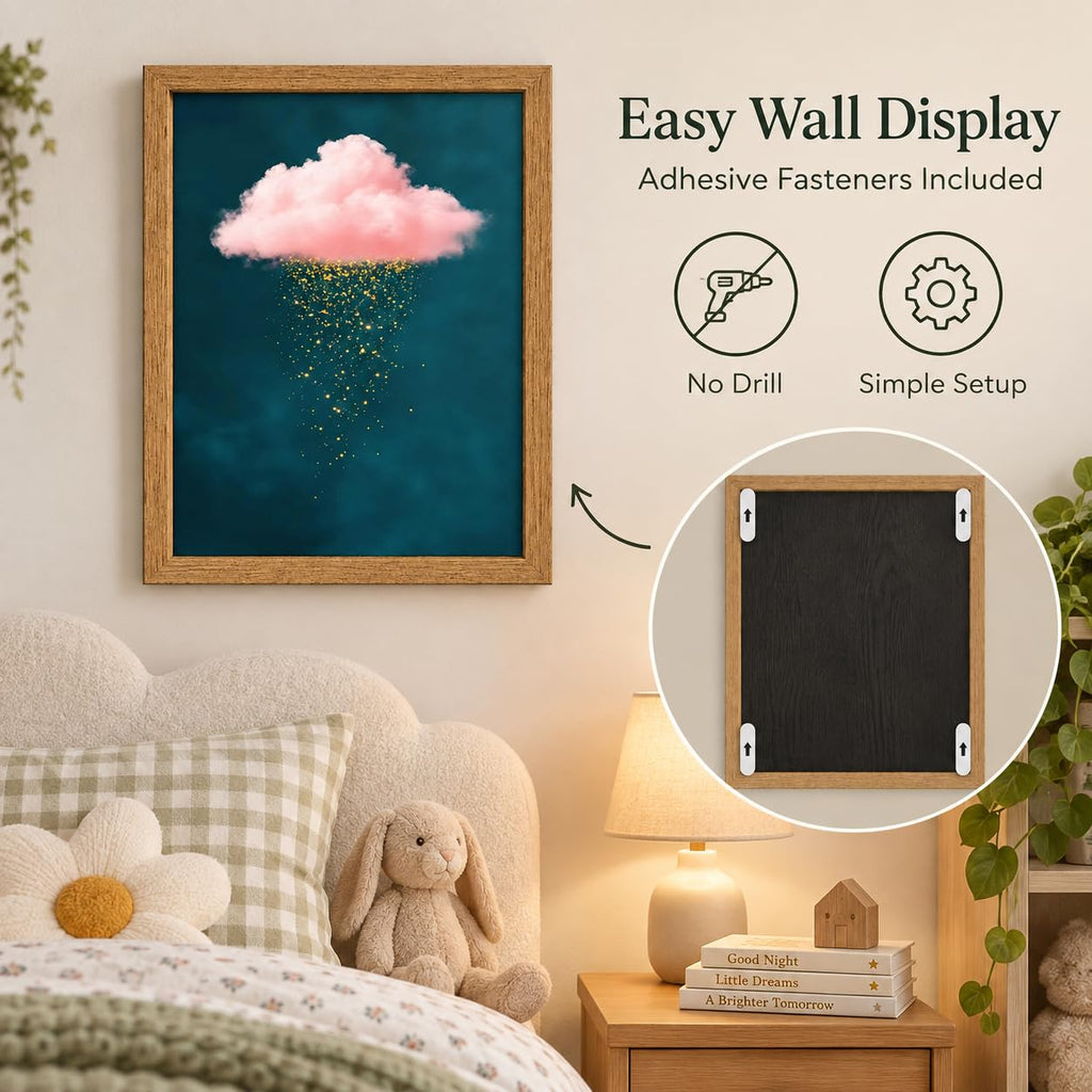 Framed Golden Rain Pink Cloud Canvas Wall Art 16 X 24 Inch