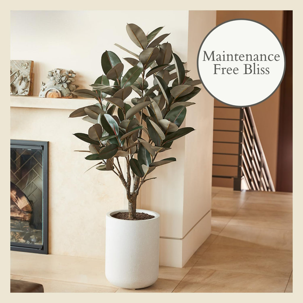 Faux Rubber Ficus Tree, 5 ft, Home Decor