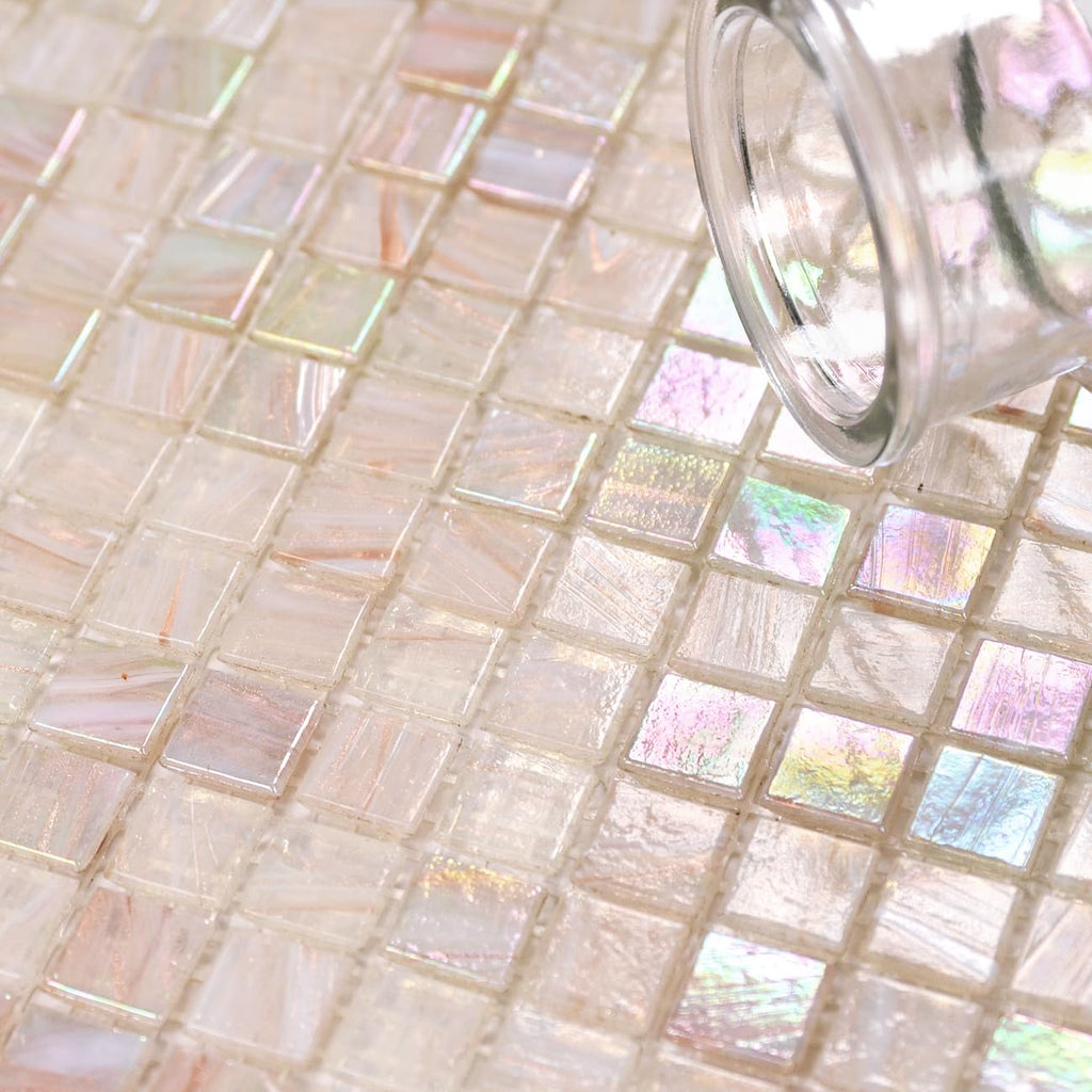 5.75 Sq.Ft Iridescent Pink Glass Mosaic Tile, Backsplash