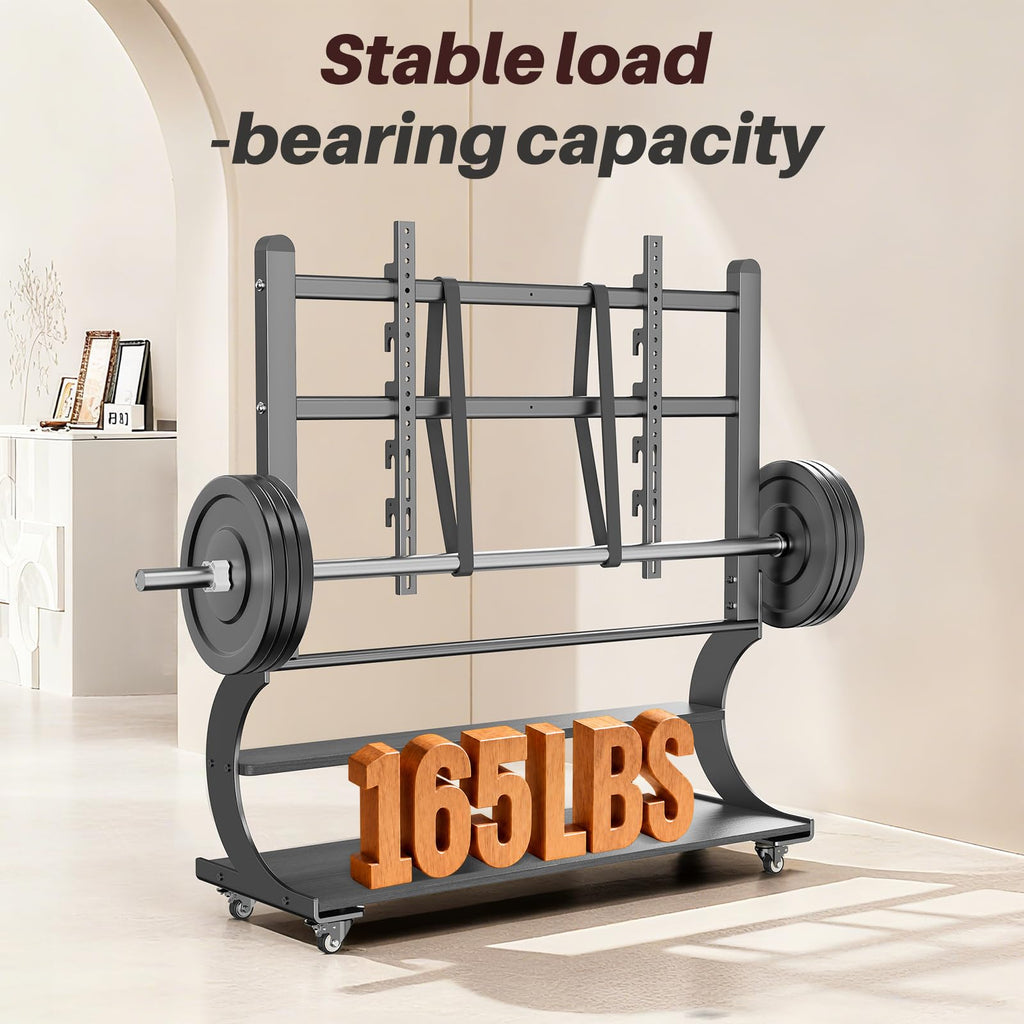 Easel Rolling TV Stand on Wheels for 50-100 Inch TVs with 2-Tier Shelves
