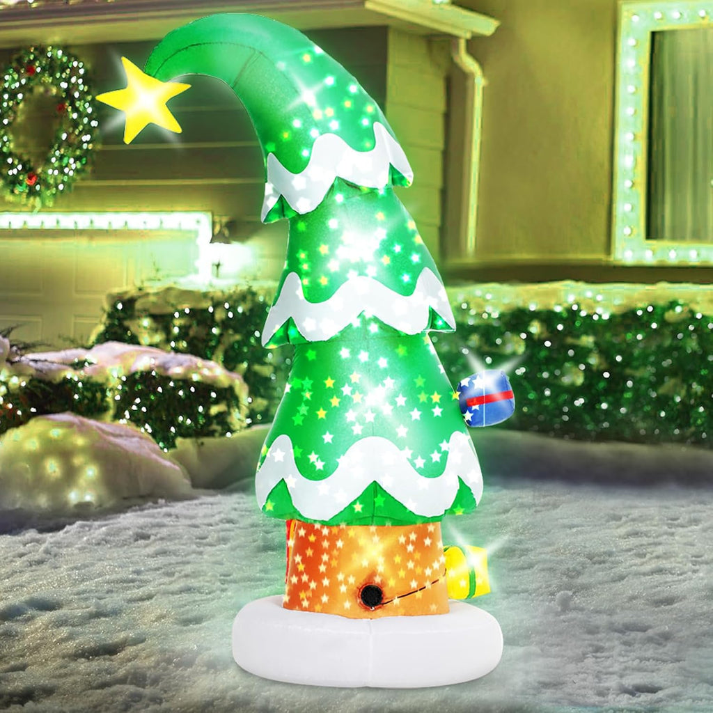 6 FT Christmas Outdoor Inflatable Decorations, Blow Up Christmas Tree with LED Light for Xmas Holiday Party Garden