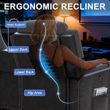 Manual Loveseat Recliner Sofa, Home Theater Seating with Touch Reading Light, Console with Cup Holders & Storage