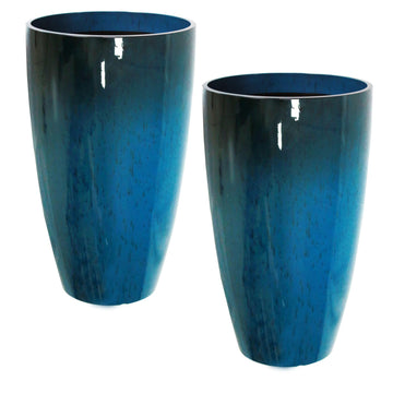 2PCS 21in Tall Planter for Outdoor Plants Large Flower Pots Blue