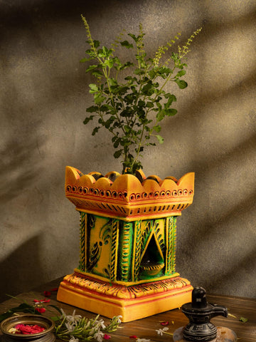Handmade Terracotta Clay Gardening/Brindavan Tulasi/Tulsi Pot/Tulsi Plant Container Indoor- Outdoor Planter (W*H - 8