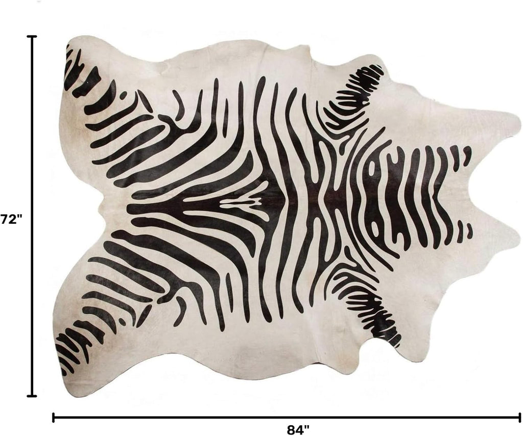 6' X 7' Zebra Stripe Black and White Natural Cowhide Area Rug