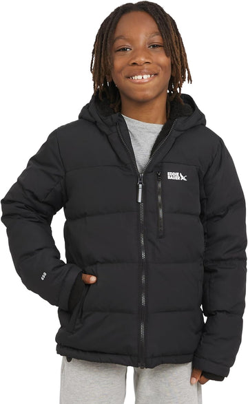 Boys' Classic Heavyweight Faux Fur Lined Hooded Insulated Down Jacket