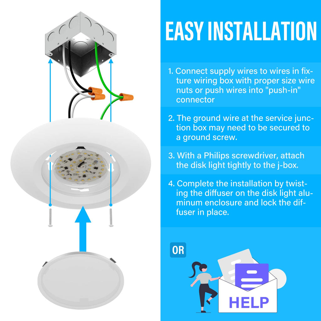 20 Packs 6 Inch LED Disk Light Surface Mount Low Profile Recessed Retrofit Ceiling Fixture for J Box, Dimmable