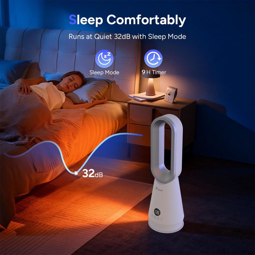 2-in-1 Bladeless Tower Fan, 22 Inch Cooling Fan with Air Purifier, 90° Oscillating, 8 Speeds, Remote, 9H Timer, Quiet