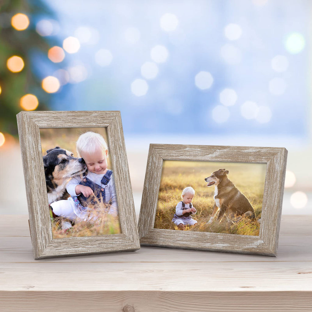 12 Pack 3.5x5 Picture Frame Distressed White Beige, Rustic 3.5 by 5 Photo Frames Bulk for Desktop Display or Wall