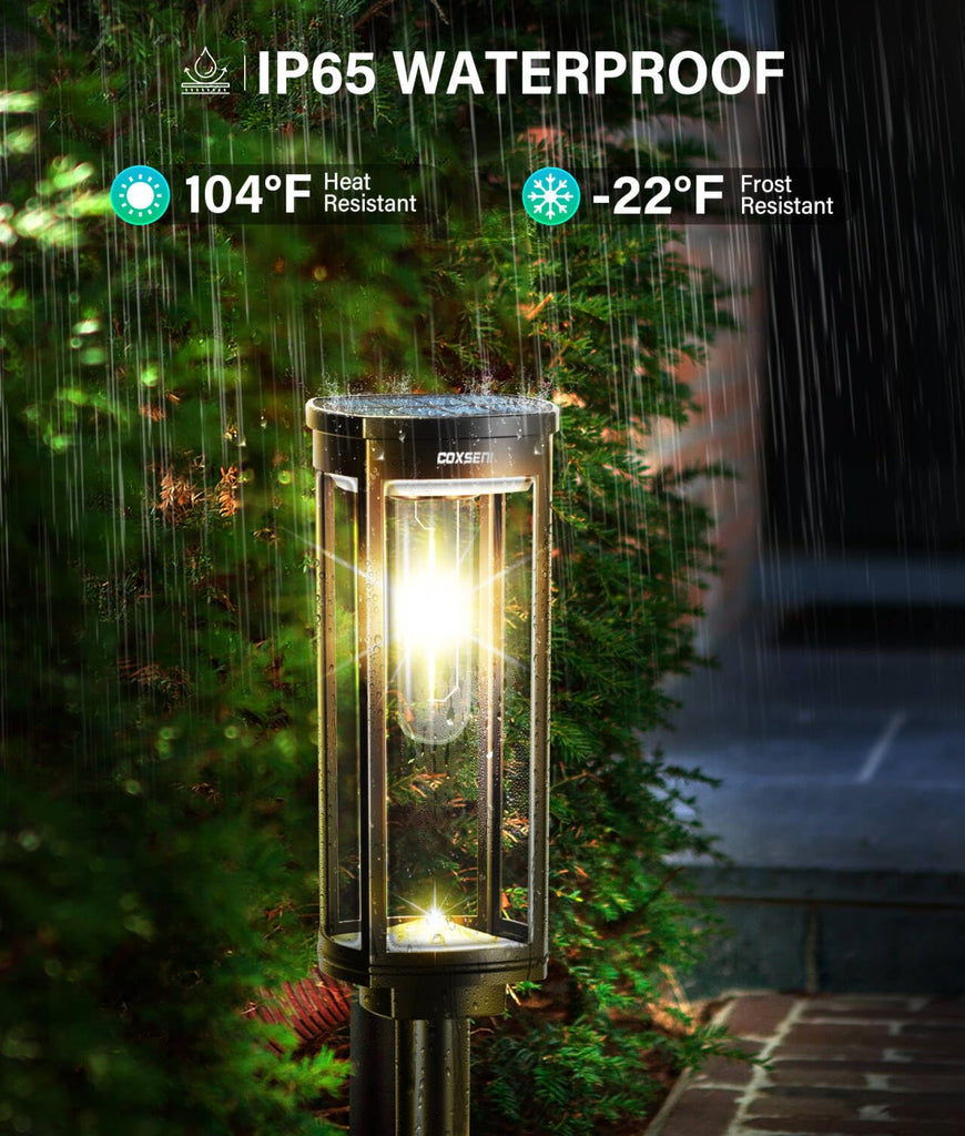 Solar Pathway Lights Outdoor Waterproof Warm White, 2 Pack