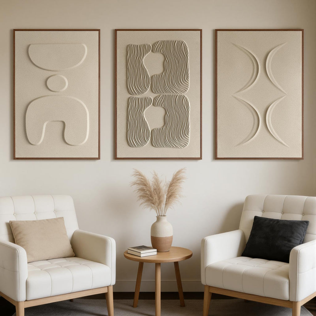 Large 3-Piece 3D Textured Wall Art, 24x36 Inch