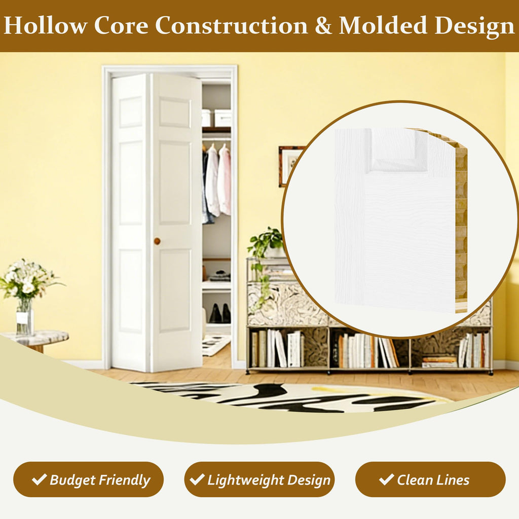 Bifold Door for 36" x 80" Opening, 6-Panel Hollow Core Folding Door