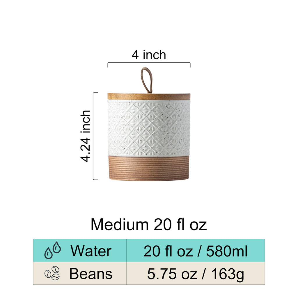 Ceramic Jar with Lid, Airtight Coffee Canisters, White & 20 fl.oz