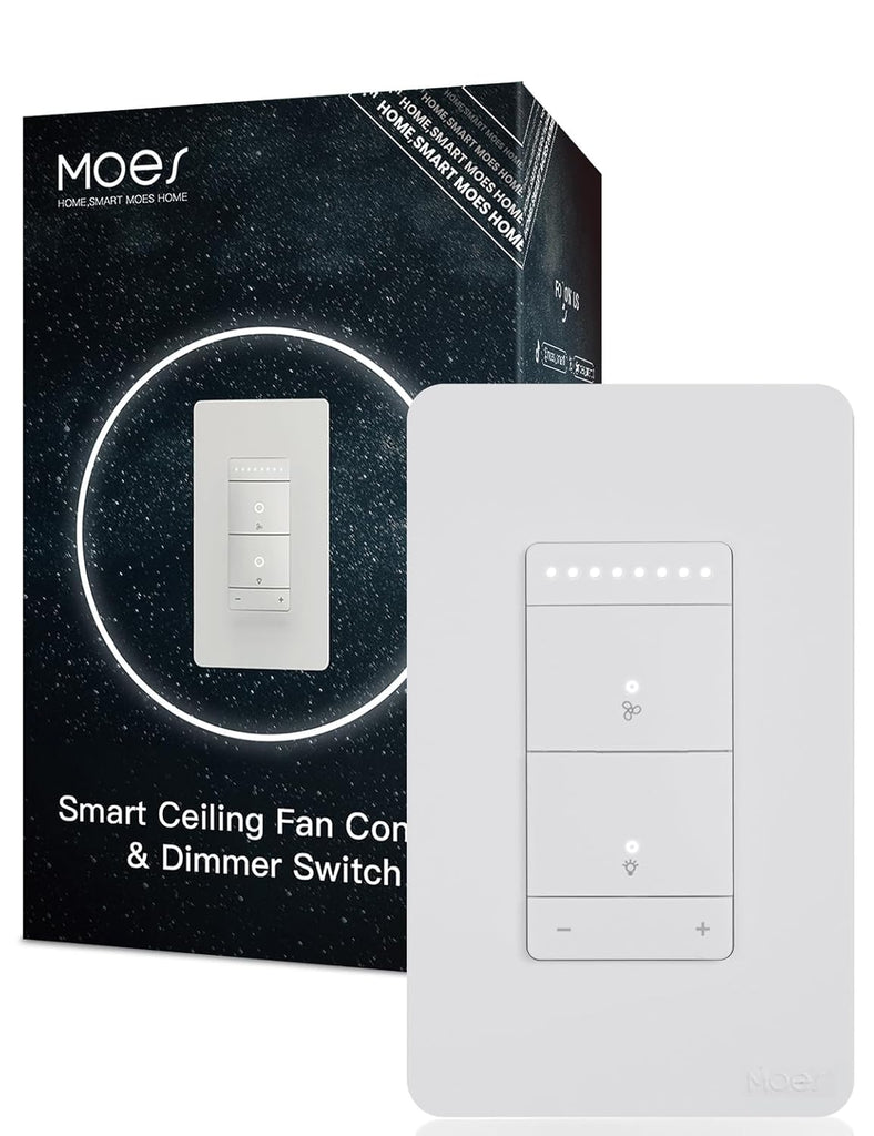 Star Ring Smart Ceiling Fan Control and Dimmer Light Switch, 2.4GHz WiFi Smart Switch, 4-Speed & 1-100% Dimmable