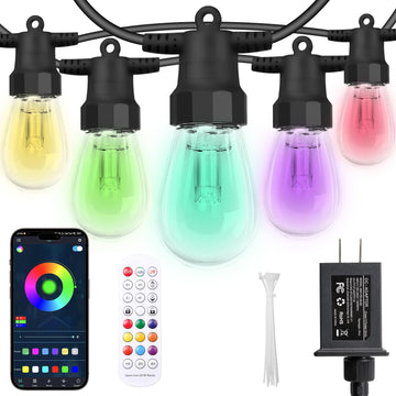 Outdoor String Lights 50FT, Color Changing Patio Lights, Waterproof