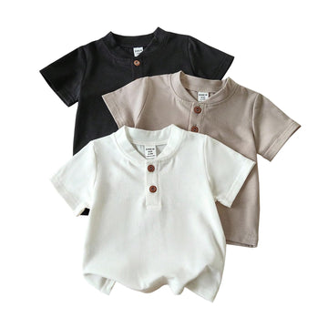 Baby Boys 3 Pack Short Sleeve Button Henley Tees Shirts Tops