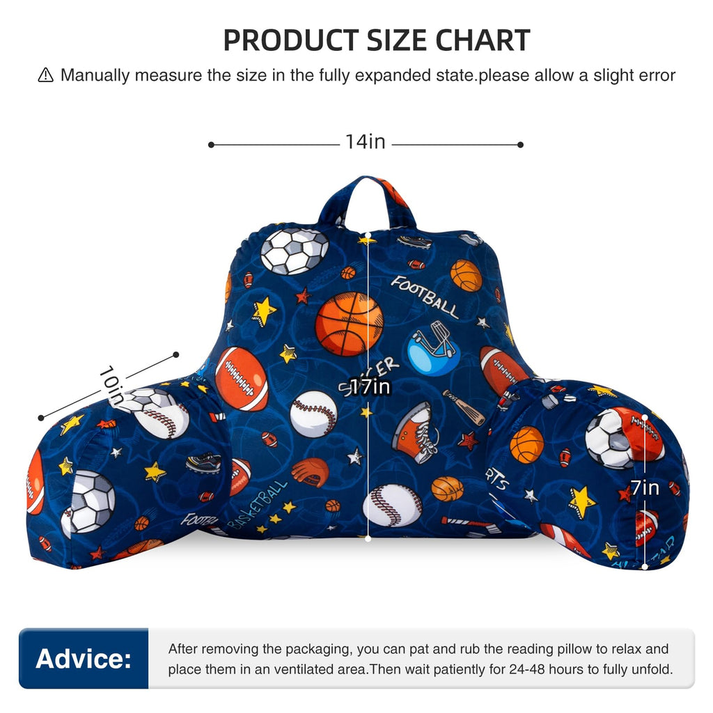 Reading Pillow Bed Rest Wedge Backrest Pillow Basketball Football Baseball Navy Rugby Ball Printed Collections with