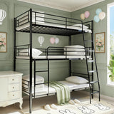 Twin Triple Bunk Bed for 3, bunk Bed for 3 Person, 3 bunk beds for Kids/Adults/Teenagers, Black Split into 3beds