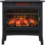 Freestanding Electric Fireplace Stove Heater with 3D Flame Effect, Infrared Space Heater for Rooms up to 1,000 Sq Ft, Black