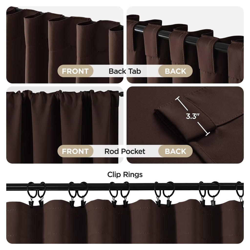 Blackout Curtains 108 Inches Long, Thermal Insulated Black Out Curtains 2 Panels Set, Room Darkening Drapes Window