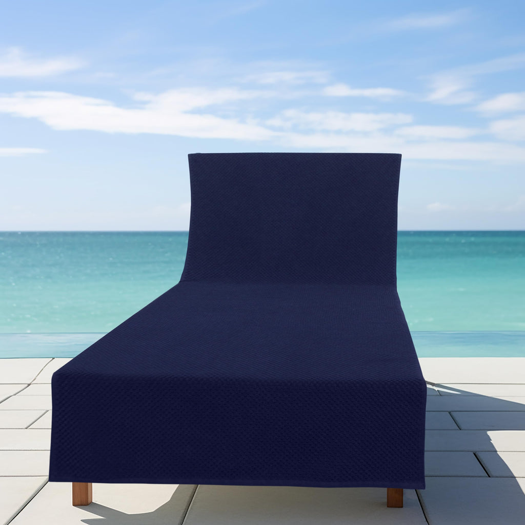 Pool Lounge Chair Cover - 2 Pack Euro Spa Waffle Weave - Navy